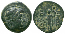 Seleukid Kingdom. Alexander II Zebinas. 128-122 B.C. AE . Antioch mint, dated SE 185 = 128/7 B.C. Diademed head of Alexander II Zebinas right / ΒΑΣΙΛΕ...