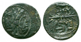 SELEUKID KINGDOM. Antiochos I Soter (281-261 BC). Ae. Antioch on the Orontes.
Obv: Laureate head of Zeus right.
Rev: ΒΑΣΙΛΕΩΣ / ANTIOXOY.
Thunderbolt;...
