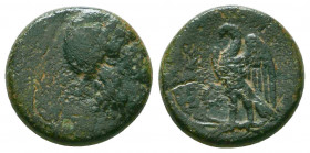 Ptolemaic Kings of Egypt, Ptolemy II (285-246 BC). Æ (26mm, 18.28g, 12h). Diademed head of Zeus-Ammon r. R/ Eagle standing l. on thunderbolt; shield t...
