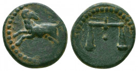 PHARONIC KINGS of EGYPT. Nektanebo II(?). 361-343 BC. Æ (13mm, 3.90 g, 12h). Ram leaping left, head right / Scales.

Condition: Very Fine

Weight: 4.1...
