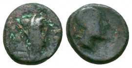 Kings of Armenia Minor. Mithradates, circa 180-170 BC. Chalkous. Draped bust of Mithradates to left, bearded and wearing upright bashlyk tied with a d...