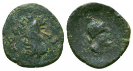 Kings of Armenia Minor. Mithradates, circa 180-170 BC. Chalkous. Draped bust of Mithradates to left, bearded and wearing upright bashlyk tied with a d...