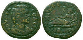 LYDIA, Gordus-Julia. Julia Domna. Augusta, AD 193-217. Æ . Draped bust right / River-god Phrygius reclining left, holding reed and cornucopia, leaning...