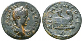 Thrace. Coela. Caracalla AD 211-217.
Bronze Æ
ANTWNI-NOC (AVΓ?), laureate, draped and cuirassed bust right / [AEL MV]NI-CIP CO-EL, prow right, cornu...
