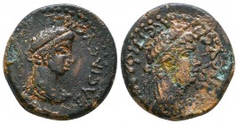 CILICIA, Selinos. Epiphanes and Kallinikos. Circa 72 AD. Æ. Diademed and draped bust of Epiphanes right / Diademed and draped bust of Kallinikos right...