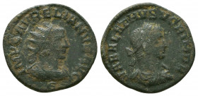 Aurelian (270-275) and Vabalathus (271), Antoninianus, Antioch, AD 271-272.
Reference:
Condition: Very Fine

Weight: 3.4 gr
Diameter: 19 mm