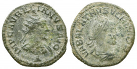 Aurelian (270-275) and Vabalathus (271), Antoninianus, Antioch, AD 271-272.
Reference:
Condition: Very Fine

Weight: 3.3 gr
Diameter: 20 mm