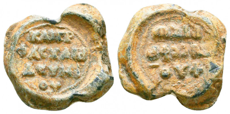Byzantine lead seal of Deunios officer
(ca 11th cent.)
Obverse: Inscription in 3...