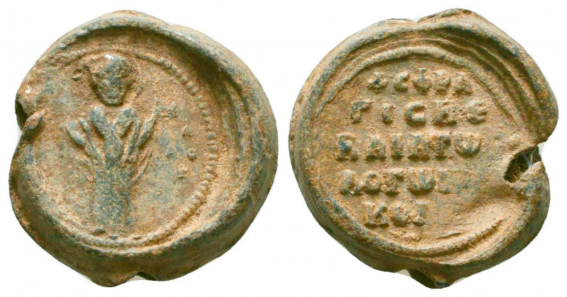 Byzantine lead seal of Nicholaos officer
(ca 11th cent.)

Obverse: Saint bishop ...