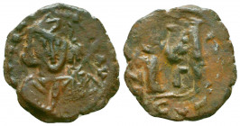 Byzantine Coinage, Tiberius III AE follis.
Reference:Seaby BC pg.264
Condition: Very Fine

Weight: 3.4 gr
Diameter: 23 mm