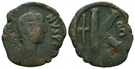 Anastasius I., 491-518, AE 1/2 Follis, B =Constantinopolis.
Reference:DOC 24d.
Condition: Very Fine

Weight: 7.1 gr
Diameter: 25 mm