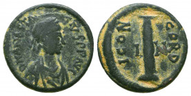 Byzantine Coinage - Justinianus I (527-565) - AE.
Reference:
Condition: Very Fine

Weight: 2.5 gr
Diameter: 16 mm