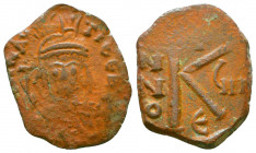 Maurice Tiberius (AD 582-602). AE follis or 40 nummi.
Reference:Sear 494
Condition: Very Fine

Weight: 3.3 gr
Diameter: 22 mm