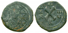 Maurice Tiberius, 582 - 602 AD
AE Decanummium, Constantinople Mint.
Reference:Sear536 // DOC196
Condition: Very Fine

Weight: 3.1 gr
Diameter: 17 mm