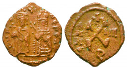 BYZANTINE EMPIRE. Phocas, 602-610 AD. AE Dekanummia of Theoupolis (Antioch).
Reference:S.675
Condition: Very Fine

Weight: 1.8 gr
Diameter: 14 mm