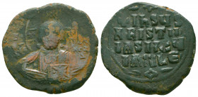 Anonymous Folles. Time of Constantine VIII, 1020-1028. Æ Follis. Uncertain mint, possibly Thessalonica. Facing bust of nimbate Christ, pellets in the ...