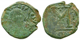 Tiberius III Apsimar (AD 698-705). AE follis VF, overstruck. Constantinople.
Reference:Sear 1366.
Condition: Very Fine

Weight: 7.6 gr
Diameter: 22 mm