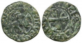 Cilician Armenia, Hetoum I (1226-1270). Æ Kardez. King on horseback riding r. R/ Cross potent with line in each interstice.
Reference:AC 58
Condition:...
