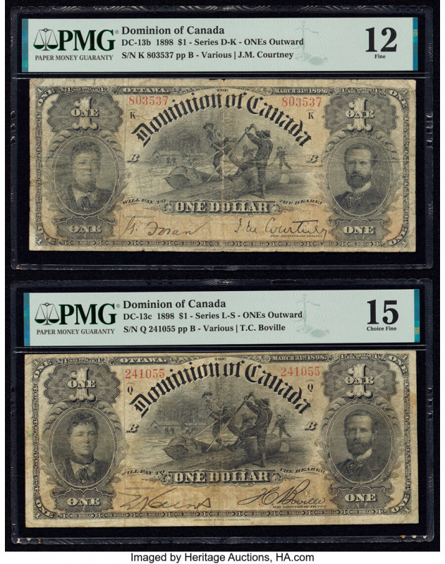 Canada Dominion of Canada $1 31.3.1898 DC-13b; DC-13c Two Examples PMG Fine 12; ...