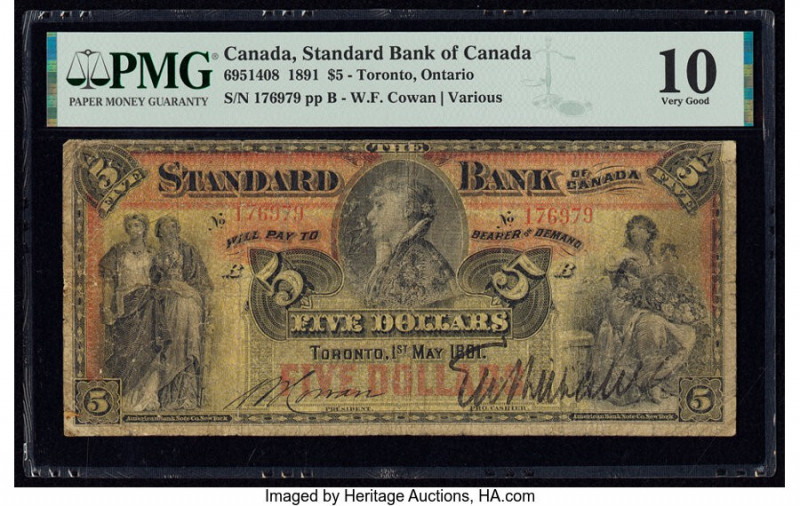 Canada Toronto, ON- Standard Bank of Canada $5 1.5.1891 Pick S1441d Ch.# 695-14-...