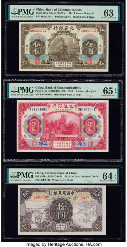 China Bank of Communications (2); Farmers Bank 5; 10 (2) Yuan 1.10.1914 (2); 193...