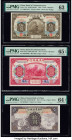 China Bank of Communications (2); Farmers Bank 5; 10 (2) Yuan 1.10.1914 (2); 1935 Pick 117n; 118q; 459a Three Examples PMG Choice Uncirculated 63; Gem...