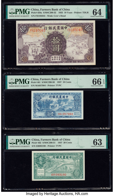 China Farmers Bank of China 10 Yuan; 10; 20 Cents; 1 Yuan (2) 1935; 1937 (2); 19...