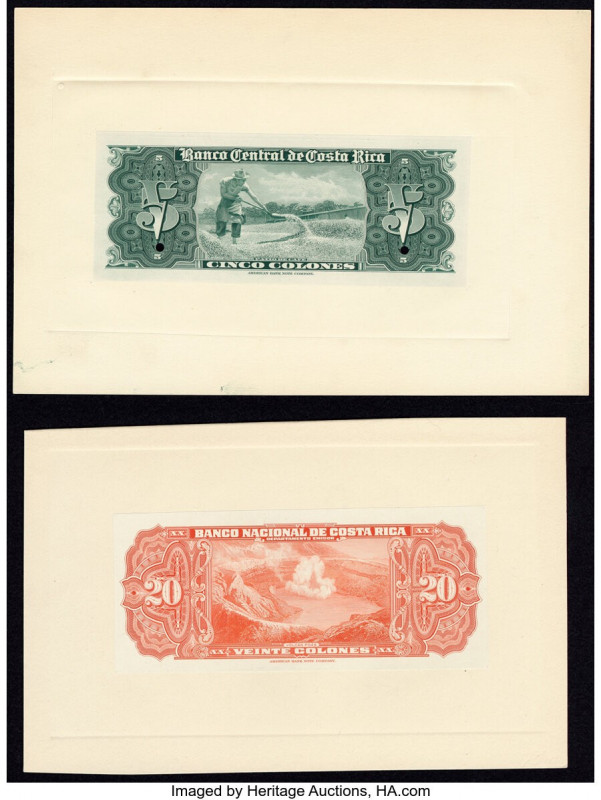 Costa Rica Group Lot of 4 Back Proofs Crisp Uncirculated. All examples mounted o...