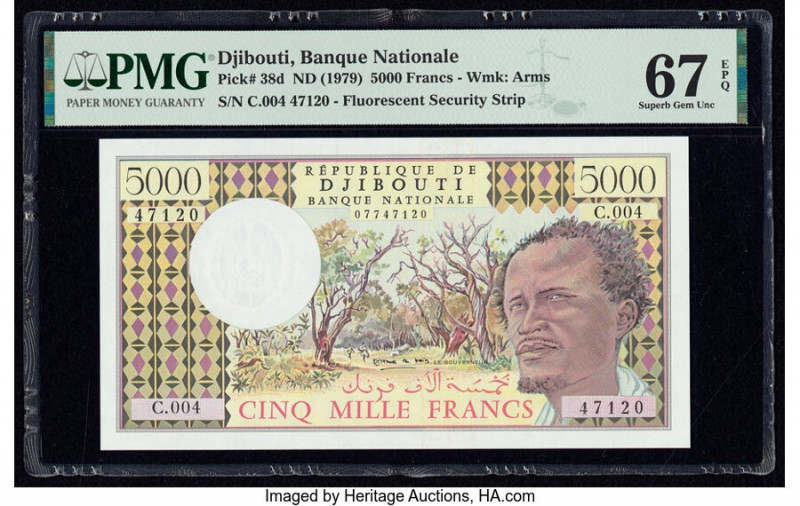 Djibouti Banque Nationale de Djibouti 5000 Francs ND (1979) Pick 38d PMG Superb ...