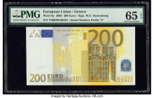 European Union Central Bank, Greece 200 Euro 2002 Pick 6y PMG Gem Uncirculated 65 EPQ. 

HID09801242017

© 2020 Heritage Auctions | All Rights Reserve...