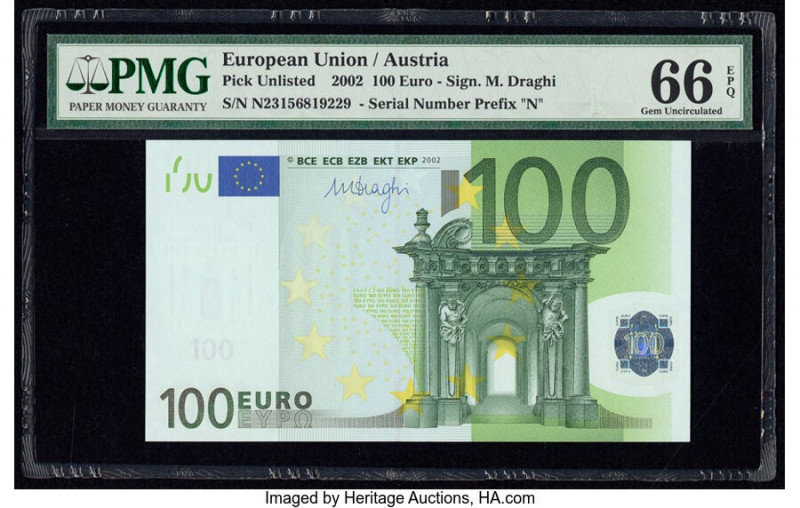 European Union Austria 100 Euro 2002 Pick 18n PMG Gem Uncirculated 66 EPQ. 

HID...