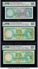 Fiji Government of Fiji 5 Shillings; 1 Pound (2) 1.9.1964; 1.12.1961; 1.1.1967 Pick 51d; 53d; 53i Three Examples PMG Choice Extremely Fine 45; Very Fi...