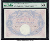 France Banque de France 50 Francs 28.7.1913 Pick 64e PMG About Uncirculated 53. Staple holes are noted on this example.

HID09801242017

© 2020 Herita...