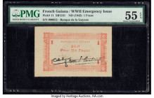 French Guiana Banque de la Guyane 1 Franc ND (1942) Pick 11 PMG About Uncirculated 55 EPQ. 

HID09801242017

© 2020 Heritage Auctions | All Rights Res...