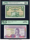 Gibraltar Government of Gibraltar 1; 50 Pounds 20.11.1971; 27.11.1986 Pick 18b; 24 Two Examples PMG Gem Uncirculated 66 EPQ; PCGS Gem New 66PPQ. 

HID...