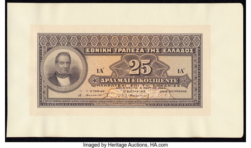 Greece National Bank of Greece 25 Drachmai 1923 Pick 71p Front and Back Proofs C...