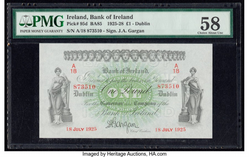 Ireland Bank of Ireland 1 Pound 18.7.1925 Pick 95d PMG Choice About Unc 58. 

HI...