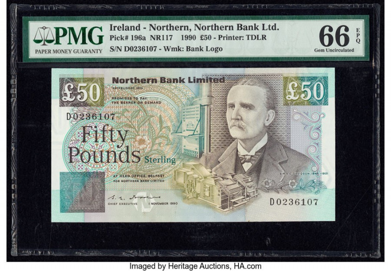 Ireland - Northern Northern Bank Limited 50 Pounds 1.11.1990 Pick 196a PMG Gem U...