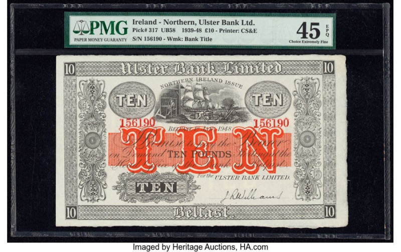 Ireland - Northern Ulster Bank Limited 10 Pounds 1.1.1948 Pick 317 PMG Choice Ex...