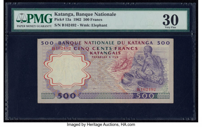 Katanga Banque Nationale du Katanga 500 Francs 17.4.1962 Pick 13a PMG Very Fine ...
