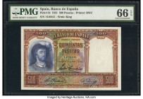 Spain Banco de Espana 500 Pesetas 25.4.1931 Pick 84 PMG Gem Uncirculated 66 EPQ. 

HID09801242017

© 2020 Heritage Auctions | All Rights Reserved