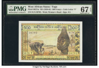 West African States Banque Centrale des Etats de L'Afrique de L'Ouest - Togo 500 Francs ND (1959-61) Pick 802Tm PMG Superb Gem Unc 67 EPQ. 

HID098012...