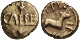 BRITAIN. Atrebates & Regni. Eppillus, circa 10 BC-AD 10. Quarter Stater (Gold, 9 mm, 1.19 g, 6 h), Eppillus Cavella Ring (Atrebatic G) type. Cavella. ...
