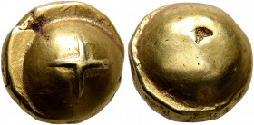 NORTHWEST GAUL. Senones. 2nd-early 1st century BC. Stater (Gold, 12 mm, 7.22 g), 'Gallo-Belgic Bullet' or 'globule à la croix' type. Cross at the cent...