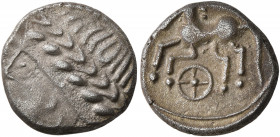 SOUTHERN GAUL. Allobroges. Cn. Pompeius Voluntilus, circa 70-61 BC. Drachm (Silver, 13 mm, 2.33 g, 5 h). Laureate male head to left. Rev. [VOL] Horse ...