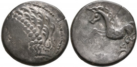 CENTRAL EUROPE. Noricum (West). Circa 2nd to 1st centuries BC. Tetradrachm (Silver, 24 mm, 7.00 g, 10 h), 'Gjurgjevac' type. Wreathed and diademed mal...