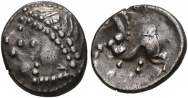 CENTRAL EUROPE. Noricum (East) (?). 1st century BC. 'Obol' (Subaeratus, 10 mm, 0.83 g, 5 h). Celticized and perl-diademed head to left. Rev. Celticize...