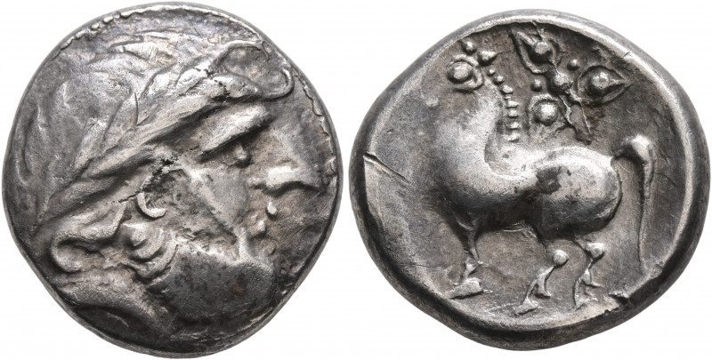 MIDDLE DANUBE. Uncertain tribe. 2nd century BC. Tetradrachm (Silver, 23 mm, 11.5...