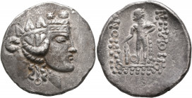 LOWER DANUBE. Imitations of Thasos. Late 2nd-1st century BC. Tetradrachm (Silver, 30 mm, 15.30 g, 11 h). Celticized head of Dionysos to right, wearing...
