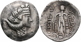 LOWER DANUBE. Imitations of Thasos. Late 2nd-1st century BC. Tetradrachm (Silver, 33 mm, 16.39 g, 11 h). Celticized head of Dionysos to right, wearing...